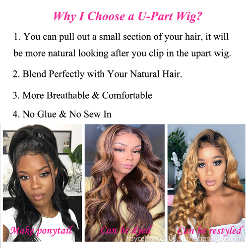 Cheap U Part Kinky Curly Original Brazilian Human Hair Gulessless Transparent Invisible Lace Front Wig with Baby Hair